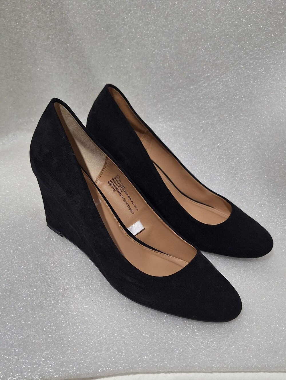 Classic Black Suede Wedge Pumps - Women